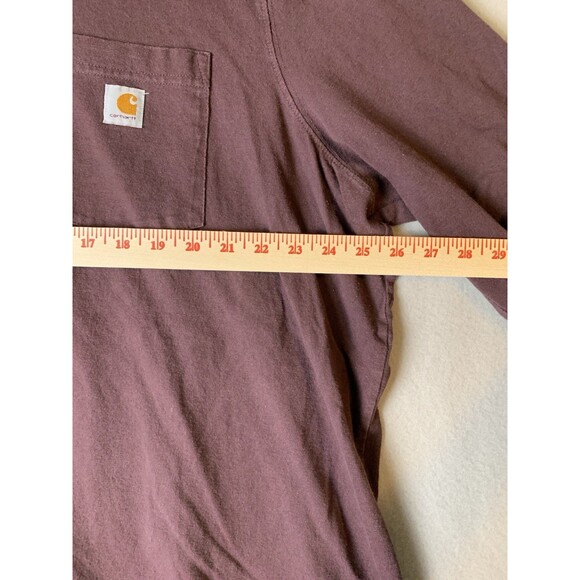 Carhartt T-Shirt Mens 3X Brown Original Fit Long Sleeve Work Wear 1 Pocket - Picture 5 of 7